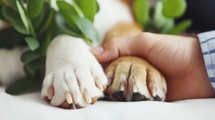 Close up of Dog Paws  White and Brown Fur   Cute Pet Paws  Animal Anatomy  Paw Pads  Toes