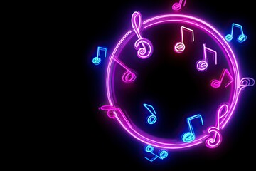 Music melody neon realistic vector desgin for musical apps and websites background,generative ai