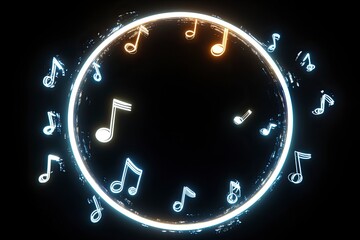 Music melody neon realistic vector desgin for musical apps and websites background,generative ai