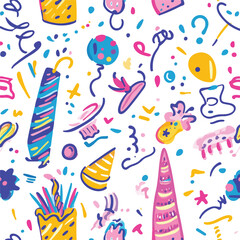 Hand Drawn Party Background Seamless Pattern Design