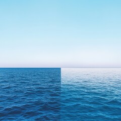Serene ocean view with clear blue sky