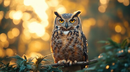 Owls Perched Quietly on Branches in the Zoo