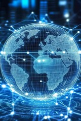 Naklejka premium Global network connections, Internet of things. World map points lines network, 3D Rendering.