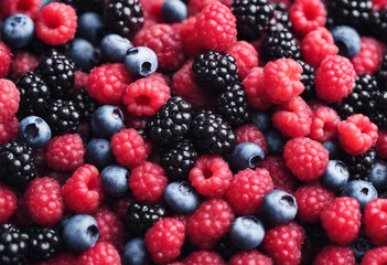 Wild berries mix raspberry blueberries blackberries isolated on white background full depth of field