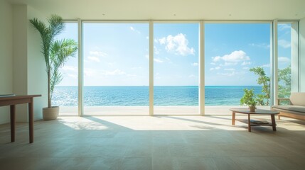 Fototapeta premium Stunning ocean view from modern beachfront property