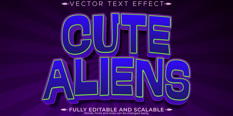 Fototapeta premium Galaxy alien text effect, editable ufo and space text style