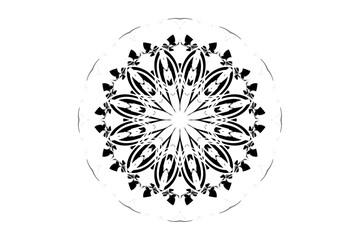 Intricate black mandala with a central star figure, radiating patterns, and symmetry for spiritual or decorative use
