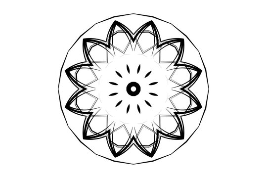 black and white mandala design on white clip art preview