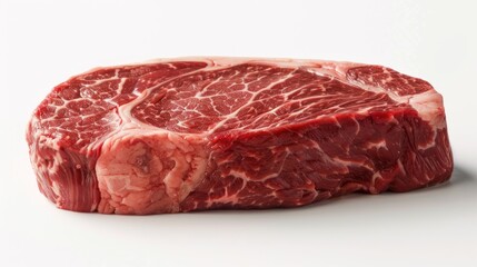 Fototapeta premium Raw Beef Steak with Marbling and Fat Cap