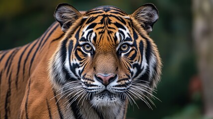 Majestic Tiger Prowling in Zoo Enclosure