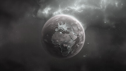 Naklejka premium 宇宙から見た地球の大陸で鵜tくしく彩る夜の光