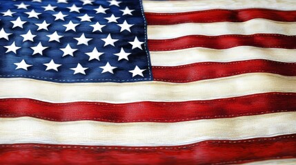 Obraz premium Wavy American Flag Drape, Patriotism Background Texture, United States National Symbol Close Up