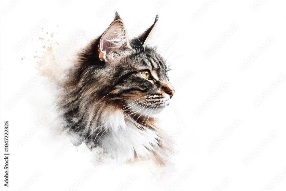 Poster a clear image of a cat's face on a white background