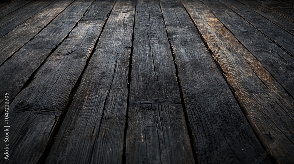 Poster a close-up shot of a wooden floor against a dark backdrop, ideal for use in product or event design