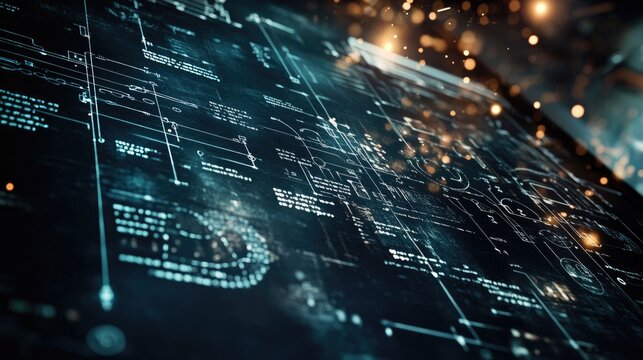 A sleek border design featuring intricate geometric shapes and equations