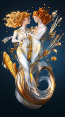 GEMINI zodiac 3d vector image