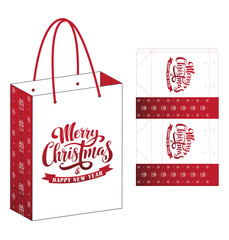 Christmas Box packaging die cut template design. 3d mock-up