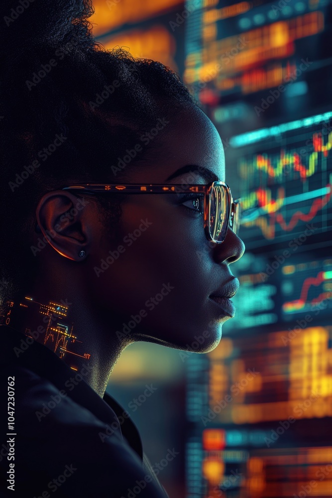 Aufkleber a person looking at a computer screen with glasses on