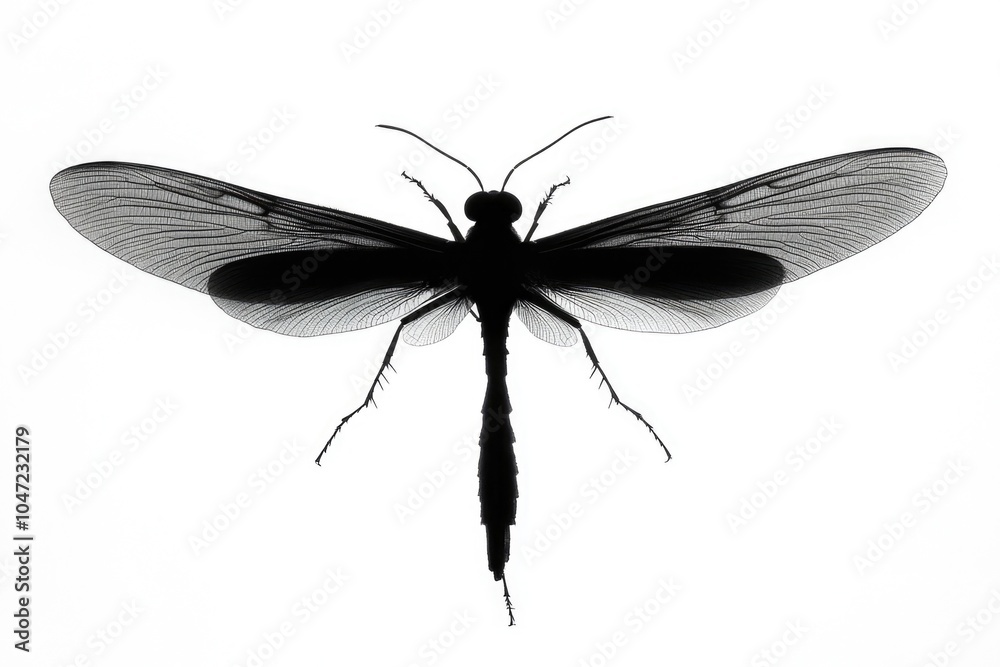Poster A close-up image of a dragonfly in monochrome tones, great for use in editorial or design contexts where a subtle insect is needed