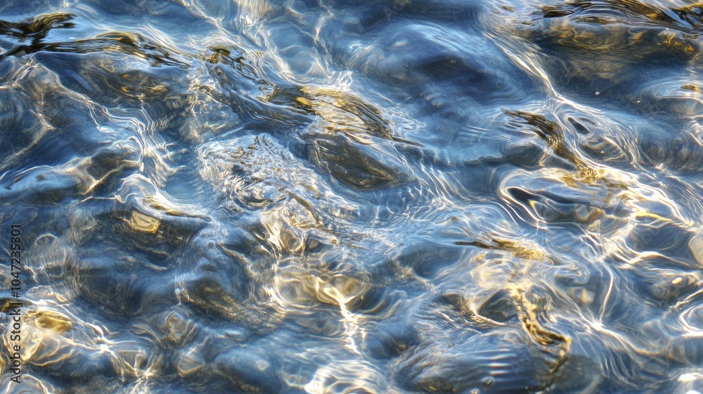 Poster water texture: a close-up of water surface texture, showing ripples, waves, or patterns created by w