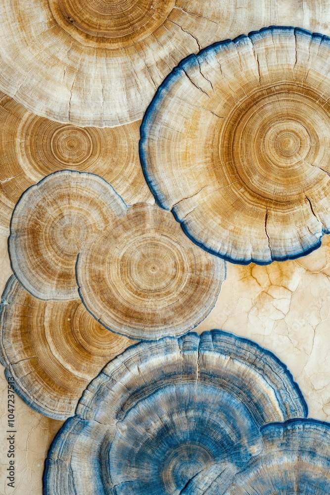Poster close-up shot of a tree trunk featuring visible growth rings