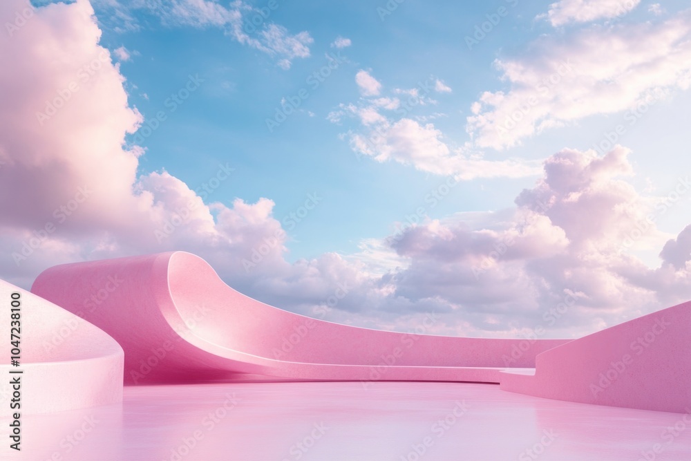 Poster a pink dome-shaped structure with a clear blue sky in the background, ideal for use in marketing mat
