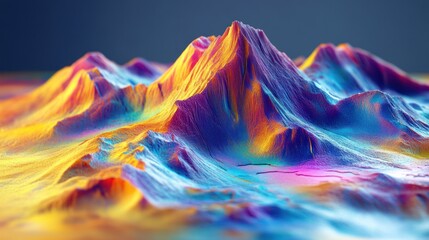 Fototapeta premium Abstract colorful 3D mountain, high-definition relief with bright terrain in minimalist style.