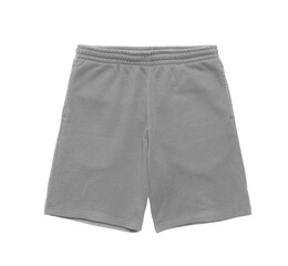 Men's grey cotton pants shorts on a white background. Isolated image on a white background
