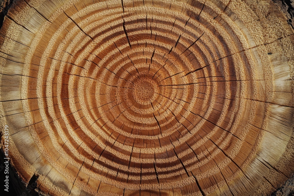 Poster a detailed view of a tree trunk showing its growth rings