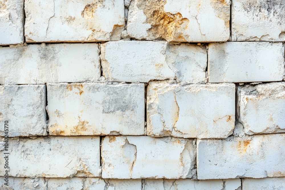 Poster a close-up shot of a white brick wall with no distractions or objects in the scene