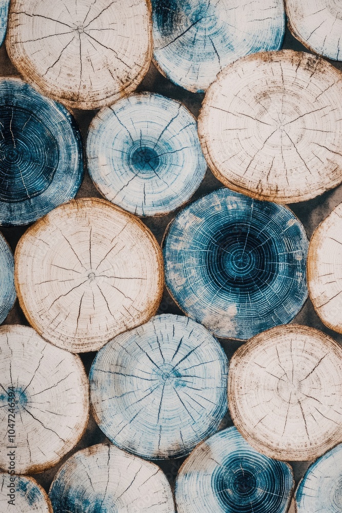 Aufkleber a close-up view of a collection of logs on the ground