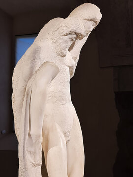 Rondanini Pieta, the last, unfinished work by Michelangelo Buonarroti in Castello Sforzesco in Milan. 
