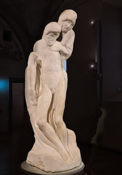 Rondanini Pieta, the last, unfinished work by Michelangelo Buonarroti in Castello Sforzesco in Milan. 