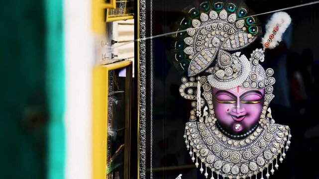Isolated Statue of Hindu Lord Shrinathji the holy little krishna in Meditation from unique angle
