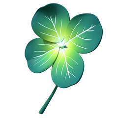 Four-leaf clover design on white background, 3d render