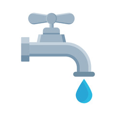 Water faucet flat vector design isolated on white background