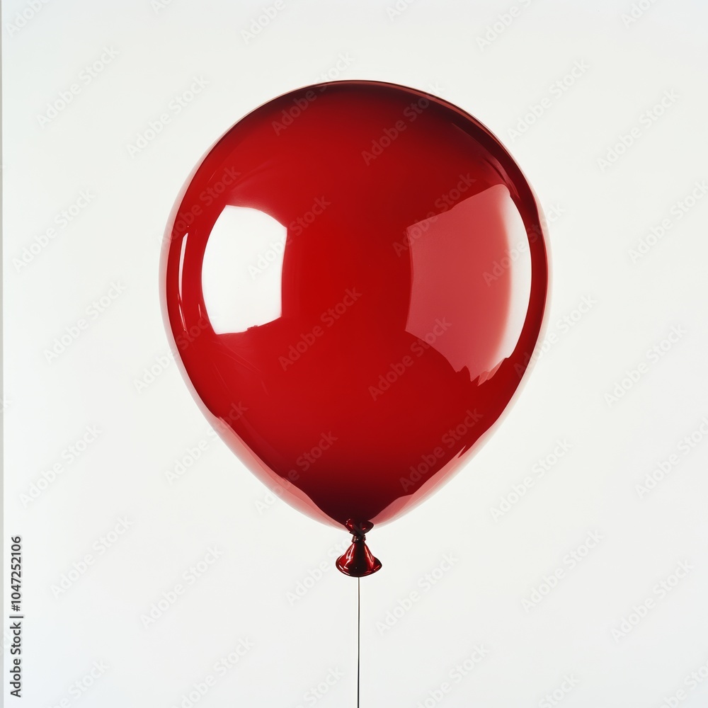 Wall mural a close-up of a glossy red balloon with a shiny surface, floating gently in mid-air against a clean 