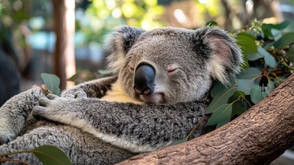 Fototapeta premium Koalas Sleeping in Trees at Zoo