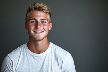 Obraz premium Portrait of smiling white cute teenage boy