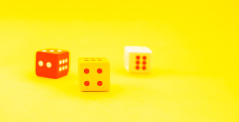 Board game with dice closeup. Play games concept. 