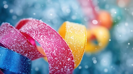 colorful festive ribbon. Colorful festive ribbon winter background