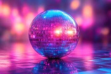A vibrant disco ball reflecting colorful lights in a lively atmosphere.