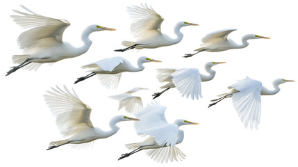Obraz premium Graceful egrets in flight showcasing elegant wingspan