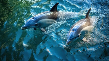 Obraz premium Playful Dolphins Swimming in Clear Water at Zoo