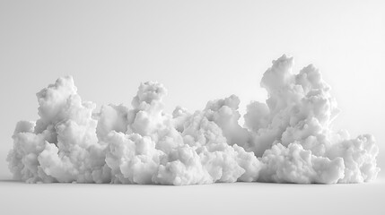 Abstract white cloud formations on a minimalistic background