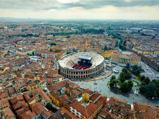 aerial photo with drone of the Verona arena in Italy