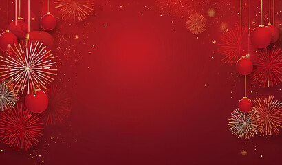 red New Year's background with a golden salad and a place for text