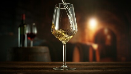 Detail of White Wine Pouring.