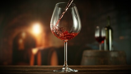 Detail of Red Wine Pouring.