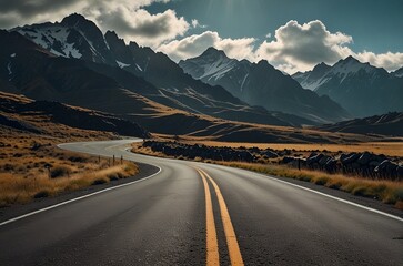 Fototapeta premium Scenic Winding Road Through Majestic Mountain Landscape
